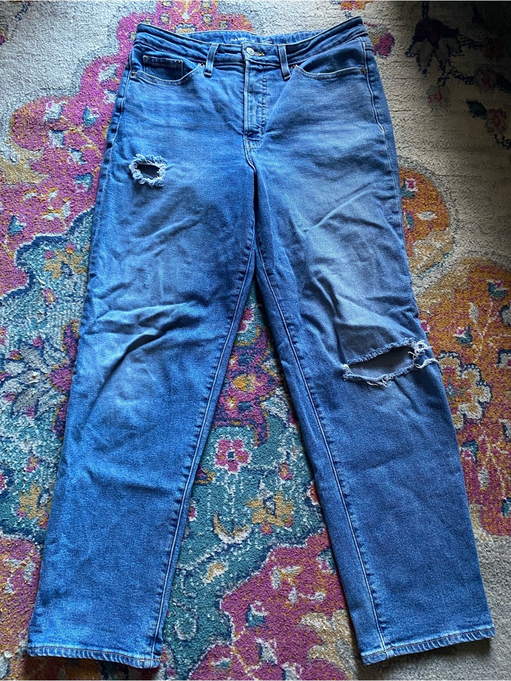 Old navy women’s denim jean pants size 12 high rise OG loose